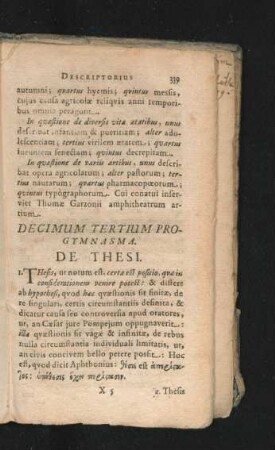 Decimum Tertium Progymnasma. De Thesi.