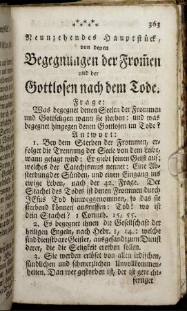 Neunzehendes Hauptstück, von denen Begegnungen der Frommen und der Gottlosen nach dem Tode.