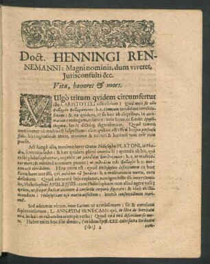 Curriculum Vitae D. Henningi Rennmanni