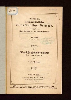 Die öffentliche Gesundheitspflege im alten Rom