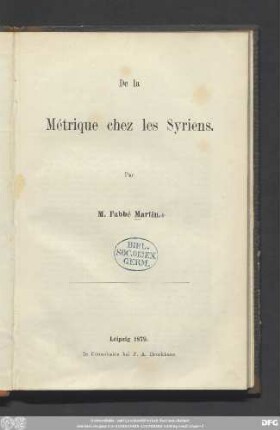 De la métrique chez les Syriens
