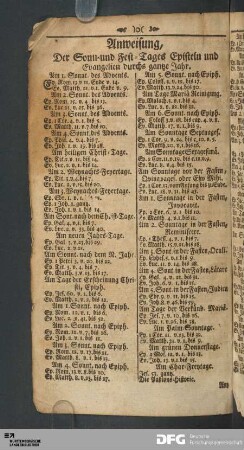 Anweisung, Der Sonn- und Fest-Tages Episteln und Evangelien durchs gantze Jahr.