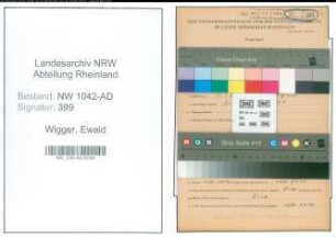 Entnazifizierung Ewald Wigger , geb. 09.07.1900 (Beamter)