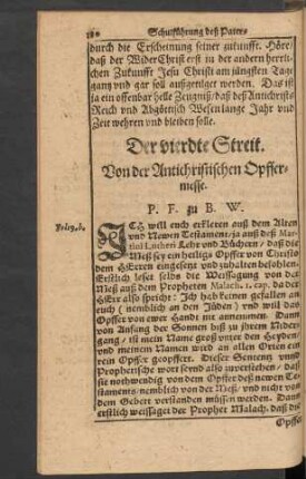 Der vierdte Streit. Von der Antichristischen Opffermesse.