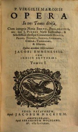 Pub. Virgilii Maronis Opera : In tres Tomos divisa, 1