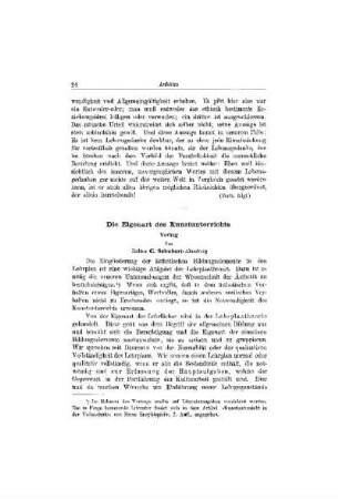 Die Eigenart des Kunstunterrichts : Vortrag
