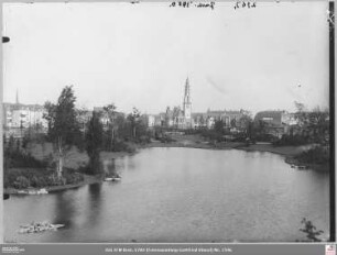 Hohenzollernanlage jetzt Friedrich-Ebert-Anlage nach Südosten im Hintergrund Matthäuskirche