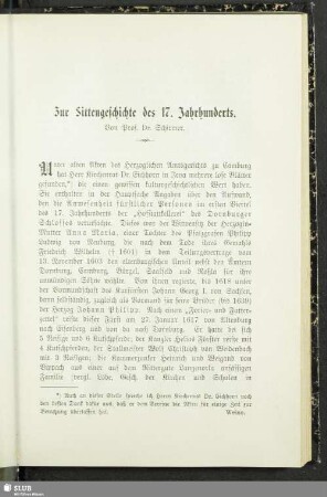 Zur Sittengeschichte des 17. Jahrhunderts