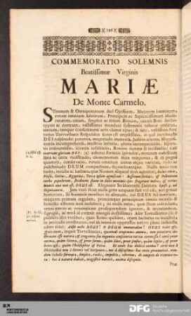 Commemoratio Solemnis Beatissimæ Virginis Mariæ De Monte Carmelo