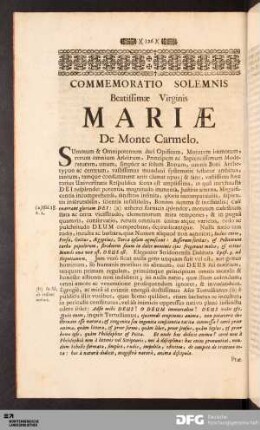 Commemoratio Solemnis Beatissimæ Virginis Mariæ De Monte Carmelo