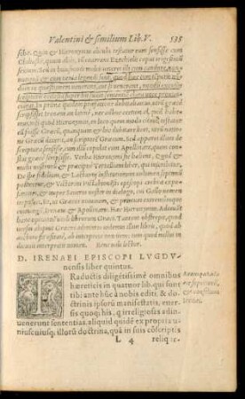 D. Irenaei Episcopi Lugdunensis liber quintus.