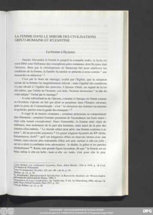 La Femme Dans Le Miroir Des Civilisations Gréco-Romaine Et Byzantine