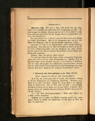 1. Rückmarsch und Stellungskämpfe an der Aisne 1914/15.
