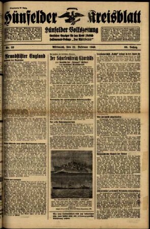 Ausgabe vom Mittwoch, den 21. Februar 1940.