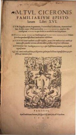 Familiarum epistolarum libri XVI