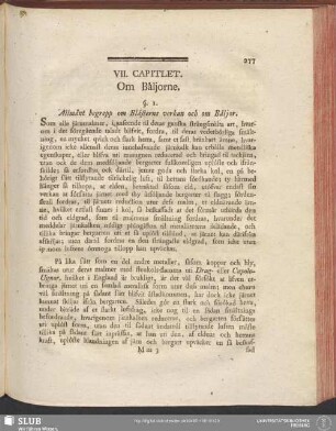 VII. Capitlet. Om Bäljorne