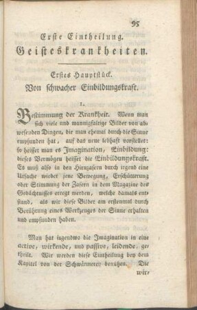 Erste Eintheilung. Geisteskrankheiten.