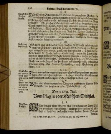 Der XLVII. Titul. Vom Plagio oder Menschen-Diebstal.