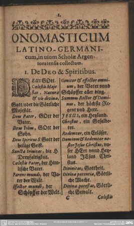 1. De Deo & Spiritibus