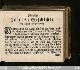 Erbauliche Lebens-Geschichte der seufzenden Sulamith.