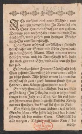 JCh verkünd euch newe Mähre/ vnd || wolt jr die verstahn: