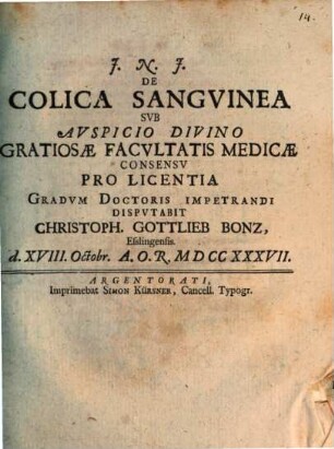 De colica sanguinea