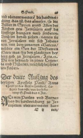Der dritte Außzug des heyligen Apostels Pauli/ Anno Christi 39. ... von der bekerung S. Pauli das 6. Jar.