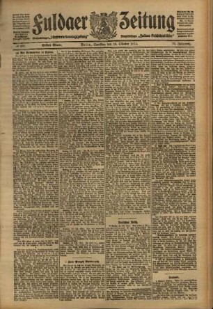 Erste Ausgabe vom Samstag, den 14. Oktober 1911.