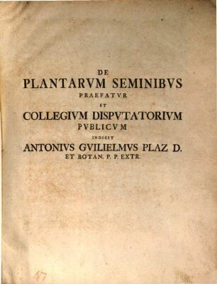 Programma de plantarum Seminibus