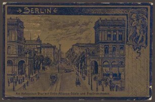 Ansichtskarte "Am Halleschen Thor mit Belle-Alliance-Säule und Friedrichstrasse"