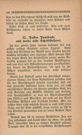 22. Pastor Pausbacke und meine erste Schriftstellerei