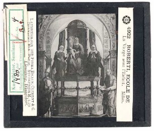 Ercole Roberti (falsch beschriftet mit "Ecole"), Jungfrau mit Kind, Mailand