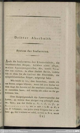 Dritter Abschnitt. System der Isolatoren