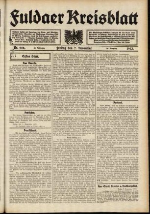 Erste Ausgabe vom Freitag, den 07. November 1913.