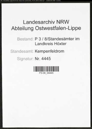 Sterberegister Standesamt Kempenfeldrom