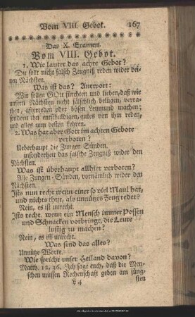 Das X. Examen. Vom VIII. Gebot