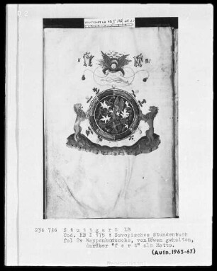 Liber horarum — Wappenspruch und Wappen der Herzöge von Savoyen, Folio 2verso