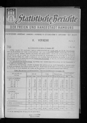 Der Fremdenverkehr in Hamburg im Dezember 1957 : Lfd. Nr. 12