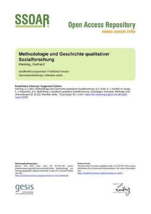 Methodologie und Geschichte qualitativer Sozialforschung