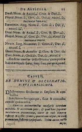 Caput II. De Nomine & Declinationibus Simplicibus.