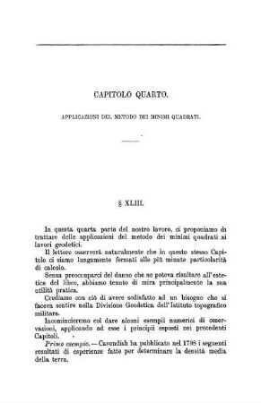 Capitolo Quarto. Applicazioni dei Metodo del Minimi Quadrati.
