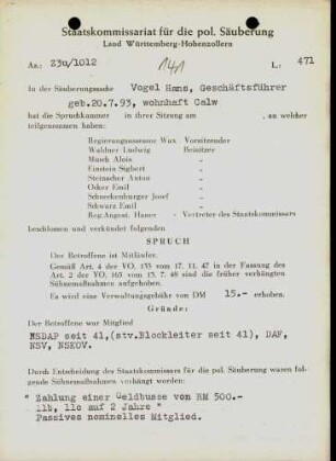 Vogel, Hans