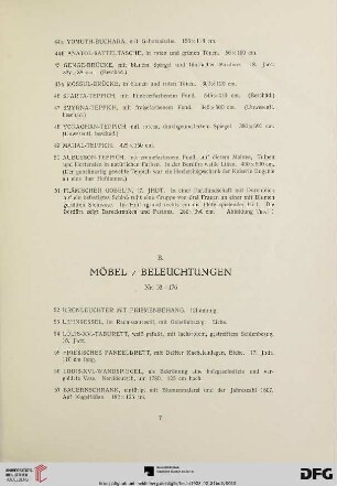 B. Möbel / Beleuchtungen (Nr. 52-176)