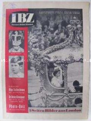 (West)-Berliner Wochenzeitschrift "IBZ" zur Krönung der englischen Königin Elisabeth II.