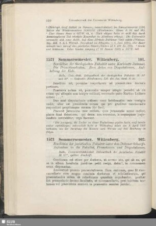 101. 1521, Sommersemester. Wittenberg