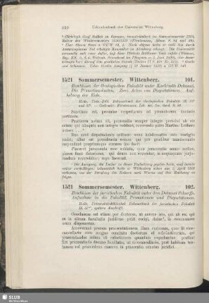 101. 1521, Sommersemester. Wittenberg