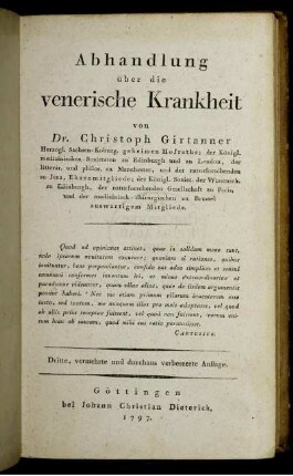 Abhandlung über die venerische Krankheit