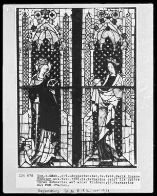 Fenster s XIII, Mariä-Rosenfenster, Felder: Sankt Katharina und Sankt Margaretha