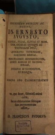Io. Francisci Bvddei P. P. Elementa Philosophiae Instrvmentalis, seu Institvtionvm Philosophiae Eclecticae Tomvs Primvs