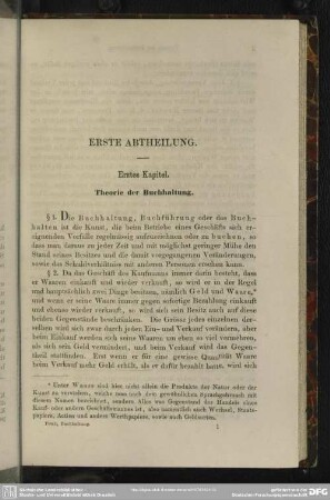 Erste Abtheilung. Theorie der Buchhaltung